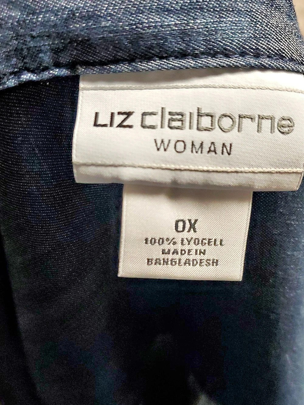 Liz Claiborne Denim Tunic Shirt Button Down Blue Size 0X NWT - Picture 12 of 12